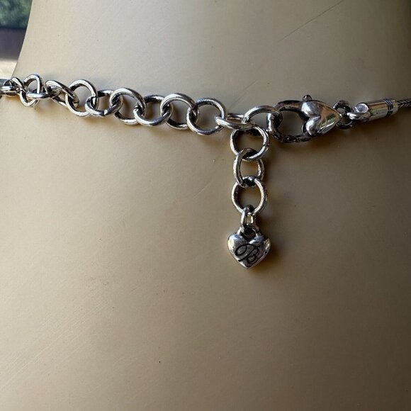 Brighton Pendant Necklace 16" Swarovski Crystal Silver Gold Tone Puffy Heart‎ - Picture 8 of 11